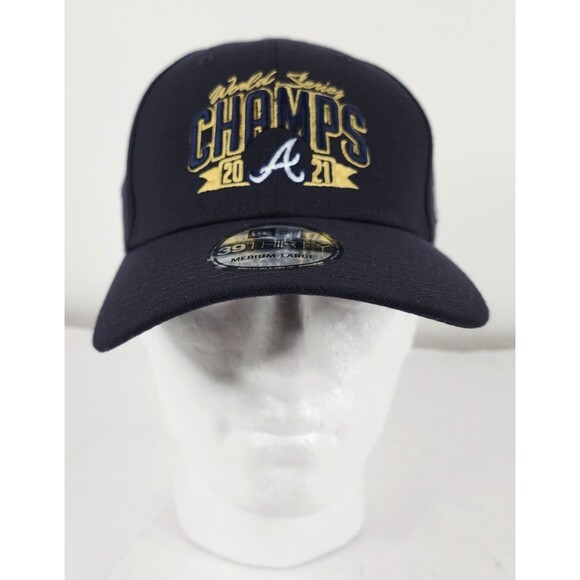 Atlanta Braves 2021 World Series Hat Cap New Era 39thirty Champs Medium‎ Large - Picture 1 of 14
